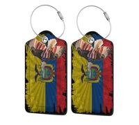 Etichette per bagagli in pelle con aquila americana e bandiera dell'Ecuador, etichette resistenti per valigie, etichette impermeabili per bagagli da viaggio, simpatici accessori da viaggio