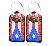 Etichette per bagagli in pelle con aquila americana e bandiera di Porto Rico, etichette resistenti per valigie, etichette impermeabili per bagagli da viaggio, simpatici accessori da viaggio