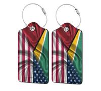 Etichette per bagagli in pelle con bandiera americana in stile seta della Guyana, etichette per valigie resistenti, etichette per borse impermeabili per identificatori di bagagli da viaggio, graziosi