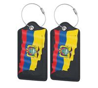 Etichette per bagagli in pelle con bandiera dell'Ecuador, etichette per valigie resistenti, etichette per borse impermeabili per identificatori di bagagli da viaggio, graziosi accessori da viaggio