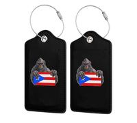 Etichette per bagagli in pelle con bandiera di Porto Rico, resistenti etichette per valigie, impermeabili, per identificare i bagagli da viaggio, graziosi accessori da viaggio