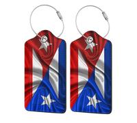 Etichette per bagagli in pelle con bandiera in seta di Porto Rico e Cuba, etichette per valigie resistenti, etichette per borse impermeabili per identificatori di bagagli da viaggio, graziosi accessor