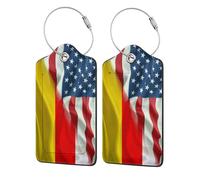 Etichette per bagagli in pelle con bandiera metà americana e metà dell'Ossezia del Sud, con copertura per la privacy, carta d'identità per uomini e donne in viaggio