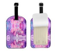 Etichette per bagagli in pelle con stampa colorata viola effetto marmo per borse da viaggio Neast porta etichette per nome ID set per uomini e donne, 1 confezione