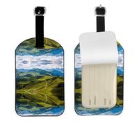 Etichette per bagagli in pelle con stampa verde montagne Neast etichette per bagagli con nome identificativo set per uomini e donne, 1 confezione