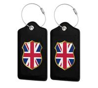 Etichette per bagagli in pelle con stemma della bandiera del Regno Unito, etichette resistenti per valigie, etichette impermeabili per bagagli da viaggio, graziosi accessori da viaggio