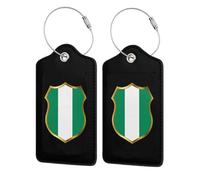 Etichette per bagagli in pelle con stemma della bandiera della Nigeria, etichette per valigie resistenti, etichette per borse impermeabili per identificatori di bagagli da viaggio, graziosi accessori