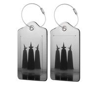 Etichette per bagagli in pelle con tre streghe in piedi nella nebbia per valigie, confezione da 2 etichette per bagagli con patta per la privacy, etichetta identificativa con nome e anello in metallo