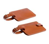 Etichette per bagagli in pelle, etichette identificative da viaggio con chiusura a scatto, colore marrone, confezione da 2