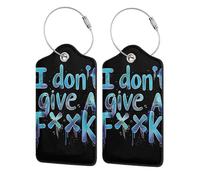 Etichette per bagagli in pelle nera con motivo "I Don't Give Graffiti" e copertura per la privacy - Porta badge con cavo in acciaio inossidabile per valigia, borsa da viaggio e valigetta
