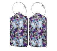 Etichette per bagagli in pelle per valigie, con texture effetto marmo viola, etichette identificative per valigie, etichette identificative per nome, borsa da viaggio per accessori per bagagli con