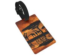 Etichette per bagagli in PVC con giraffa sotto l'albero in Africa, etichette per bagagli per valigie, etichette per bagagli con carta d'identità, evidenti, durevoli, accessori da viaggio