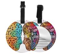 Etichette per bagagli Left and Right Brain Advantage per valigie, etichette da viaggio rotonde con un motivo accattivante e accattivante per una facile identificazione, 4 pezzi, 10771-1