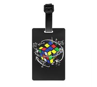 Etichette per bagagli matematiche Rubik Rubix Rubics Player Cube per gli amanti della matematica, etichette per bagagli con copertura per la privacy