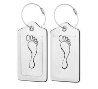 Etichette per bagagli minimaliste con impronta semplice, confezione da 2 etichette per bagagli in pelle con patta per la privacy, etichetta identificativa con nome e anello in metallo, per donne e