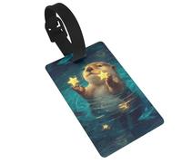 Etichette per bagagli, motivo: lontra con due stelle luminose, ideali per viaggi, crociere, zaini e borse