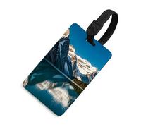 Etichette per bagagli Panorama delle montagne del Lago Louise Etichette per l'identificazione del bagaglio da viaggio nere Etichetta identificativa con nome e scheda indirizzo Etichette per bagagli