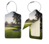 Etichette per bagagli per campi da golf, 1 per valigie, in pelle, impermeabili, per la privacy, con nome, etichetta identificativa e anello in metallo, etichette per bagagli per donne e uomini da
