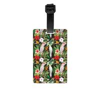 Etichette per bagagli per valigie - Artsy Cute Parrot Palm Leaves Valigie Identificatori bagagli per valigie - Etichette ID nome borsa etichette da viaggio per accessori bagagli con cinturino