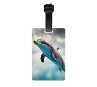 Etichette per bagagli per valigie con delfino divertente che ti guarda, etichette resistenti per borse per un facile riconoscimento della borsa, essenziali da viaggio, bianco, taglia unica