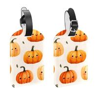 Etichette per bagagli per valigie, con zucche di Halloween, senza cuciture, confezione da 2, in pelle, con patta per la privacy e etichetta identificativa con nome, per donne e uomini, da viaggio