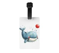 Etichette per bagagli per valigie, etichette per valigie, identificatori bagagli per valigie, Happy Blue Whale Cartoon etichette da viaggio per viaggi in aeroporto
