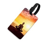 Etichette per bagagli per yoga e meditazione, porta carte per bagagli per valigie con scudo per la privacy, borsa da viaggio, targhetta identificativa, per uomini e donne, zaino da borsa, stile nero
