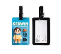 Etichette per bagagli personalizzate con personaggi dei cartoni animati e nome - Etichette personalizzate per borse in silicone per valigie, zaini e viaggi in crociera | Carino Cartoon ID