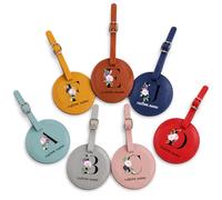 Etichette per bagagli personalizzate, etichetta in pelle con nome personalizzato e iniziale per valigia, borsa, borsetta, zaini con il tuo monogramma unico, testo, accessori da viaggio per nome