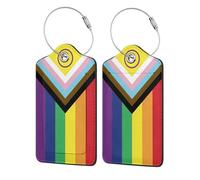 Etichette per bagagli Rainbow Gay Pride per valigie Etichette per bagagli Intersex Inclusive Progress Etichette identificative per valigie LGBT in pelle con copertura per la privacy e anello in acciai
