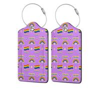 Etichette per bagagli Rainbow Gay Pride per valigie Etichette per bagagli Rainbow Progress Pride LGBT Valigia in pelle con custodia per la privacy Etichetta identificativa con anello in acciaio inossi