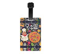 Etichette per bagagli resistenti con stampa pizza da chef per valigie/borse da viaggio, etichette per valigie per una facile identificazione dei bagagli (taglia unica)