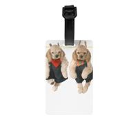 Etichette per bagagli Set di 2, Cuccioli di lettiera Quattro American Cocker Spaniel Etichette identificative per bagagli con cinturino da polso staccabile e scheda di indirizzo per valigia da viagg