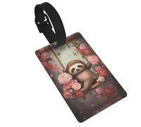 Etichette per bagagli stampate con bradipo seduto su un'altalena di The Roses, articoli da viaggio essenziali per la protezione della privacy, accessori per bagagli in PVC resistente
