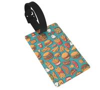 Etichette per bagagli stampate con hamburger e patatine fritte in stile cartone animato, articoli da viaggio essenziali per la protezione della privacy, accessori per bagagli in PVC durevole