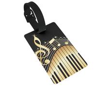 Etichette per bagagli stampate con nota musicale romanzo con cinturino da polso, etichetta ID nome per valigia, accessori da viaggio in aereo