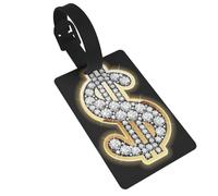 Etichette per bagagli stampate con segno del dollaro dorato con cinturino da polso, etichetta identificativa per valigie, accessori da viaggio in aereo