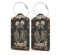 Etichette per bagagli The Lovers Skeleton per valigie, etichette per bagagli da nave da crociera con etichetta di copertura per la privacy, scheda indirizzo e anello in metallo, adatte per borsa da v