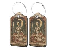 Etichette per bagagli The Reader Skeleton per valigie, etichette per bagagli da nave da crociera con etichetta di copertura per la privacy, scheda indirizzo e anello in metallo, adatte per borse da v