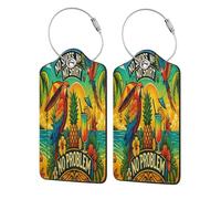 Etichette per bagagli Tropical Parrot Beach Vibes per valigie, etichette per bagagli da nave da crociera con etichetta di copertura per la privacy, scheda indirizzo e anello in metallo, adatte per bo