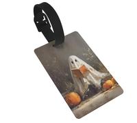 Etichette per bagagli vintage con scritta "Cute Ghost Reading in the Woods" (lingua italiana non garantita)