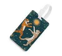 Etichette per bagagli vintage con tigre e leopardo, etichette per valigie, etichette da viaggio, etichette identificative, biglietti da visita, zaini per valigie