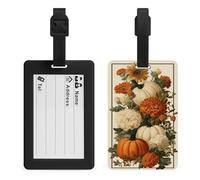Etichette per bagagli vintage con zucche e fiori autunnali per borsa da viaggio valigia bagagli etichette nome
