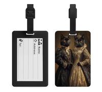 Etichette per bagagli vintage vittoriane con gatti neri da viaggio