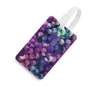 Etichette per bagagli viola con cubi di colore astratto con carta d'identità etichetta per bagagli da crociera per individuare rapidamente bagagli valigia, adatta per uomini e donne zaino borsa