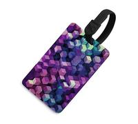 Etichette per bagagli viola con cubi di colore astratto con carta d'identità etichetta per bagagli da crociera per individuare rapidamente bagagli valigia, adatta per uomini e donne zaino borsa