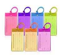 Etichette per Bagaglio in PVC Flessibile Resistente,7 Pezzi Viaggia Bagagli Tag, Targhette da Viaggio per Valigie, Zaini, Borse e Aereo,Identificazione Facile, Durevole e Personalizzabile-Multicolore
