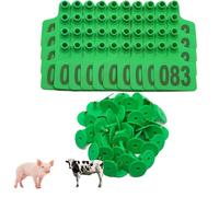 Etichette per bestiame, Marchi auricolari in plastica for bestiame, multicolori, dimensioni multiple, 001-500, confezione da 100 con pinze(Green 4 * 5cm (1.57 * 1.96in),001-100)