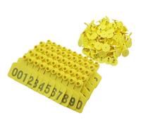 Etichette per bestiame, Marchi auricolari in plastica for bestiame, multicolori, misure multiple, confezione da 100, con strumento di rimozione e pinze(Yellow 7.5 * 10cm (2.95 * 3.93in),101-200)
