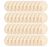 Etichette per bevande in legno, marcatori per bevande in legno,Pennarello per bevande rotondo vuoto | Set di 40 etichette rotonde in per bevande, pennarello dorato vuoto, etichette